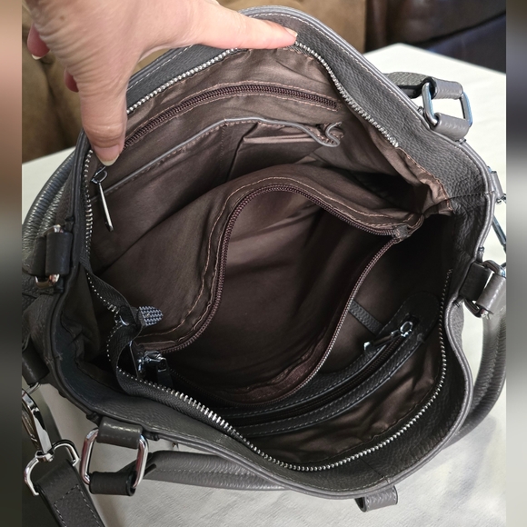 Gray Leather Shoulder Bag/ Crossbody - Picture 8 of 12